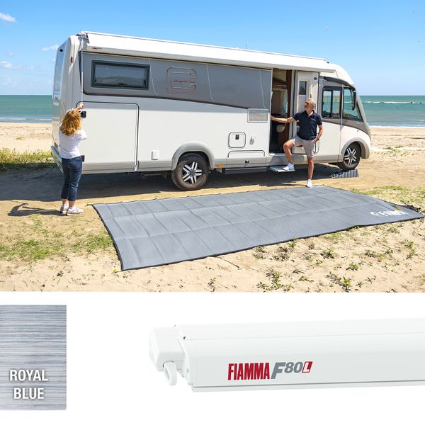Fiamma F80L 550 Awning Polar White - Royal Blue