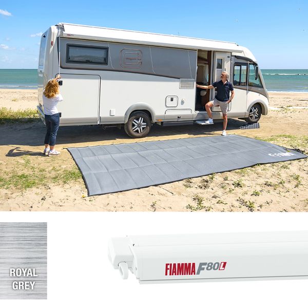 Auvent Fiamma F80L 600 Blanc Polaire - Gris Royal