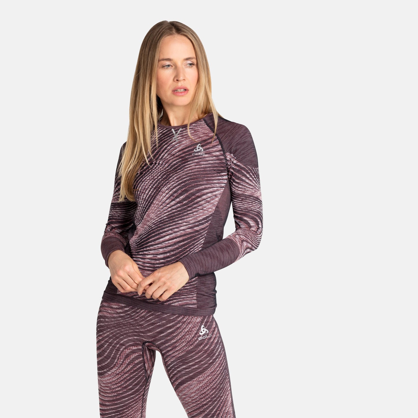 Odlo Damen The Blackcomb ECO Langarm-Basisschicht-Oberteil – Siesta Space Dye