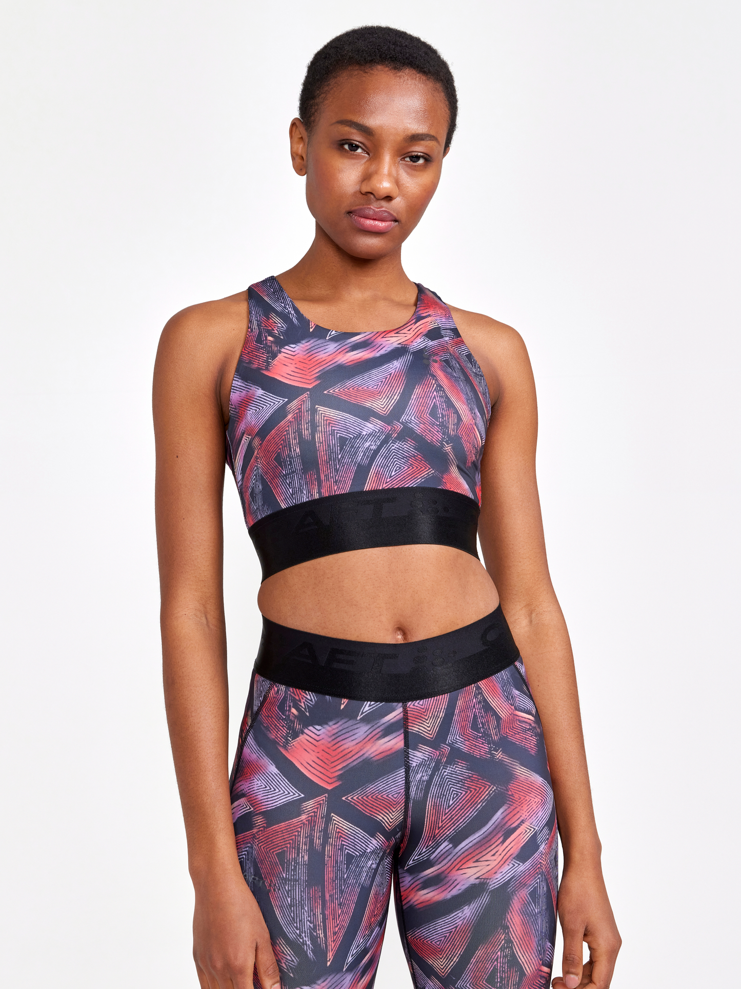 Craft Womens Core Essence Sport Crop Top - Black-Lavender