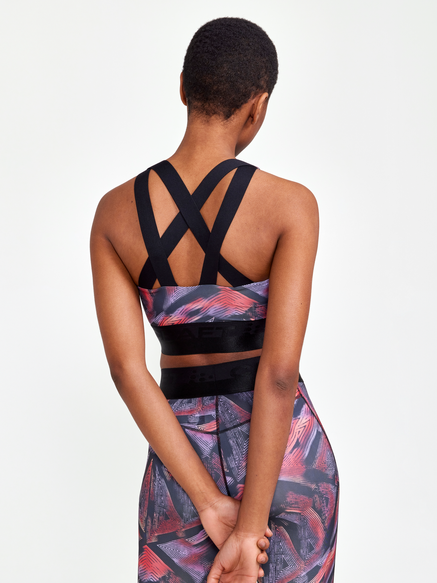Craft Womens Core Essence Sport Crop Top - Black-Lavender