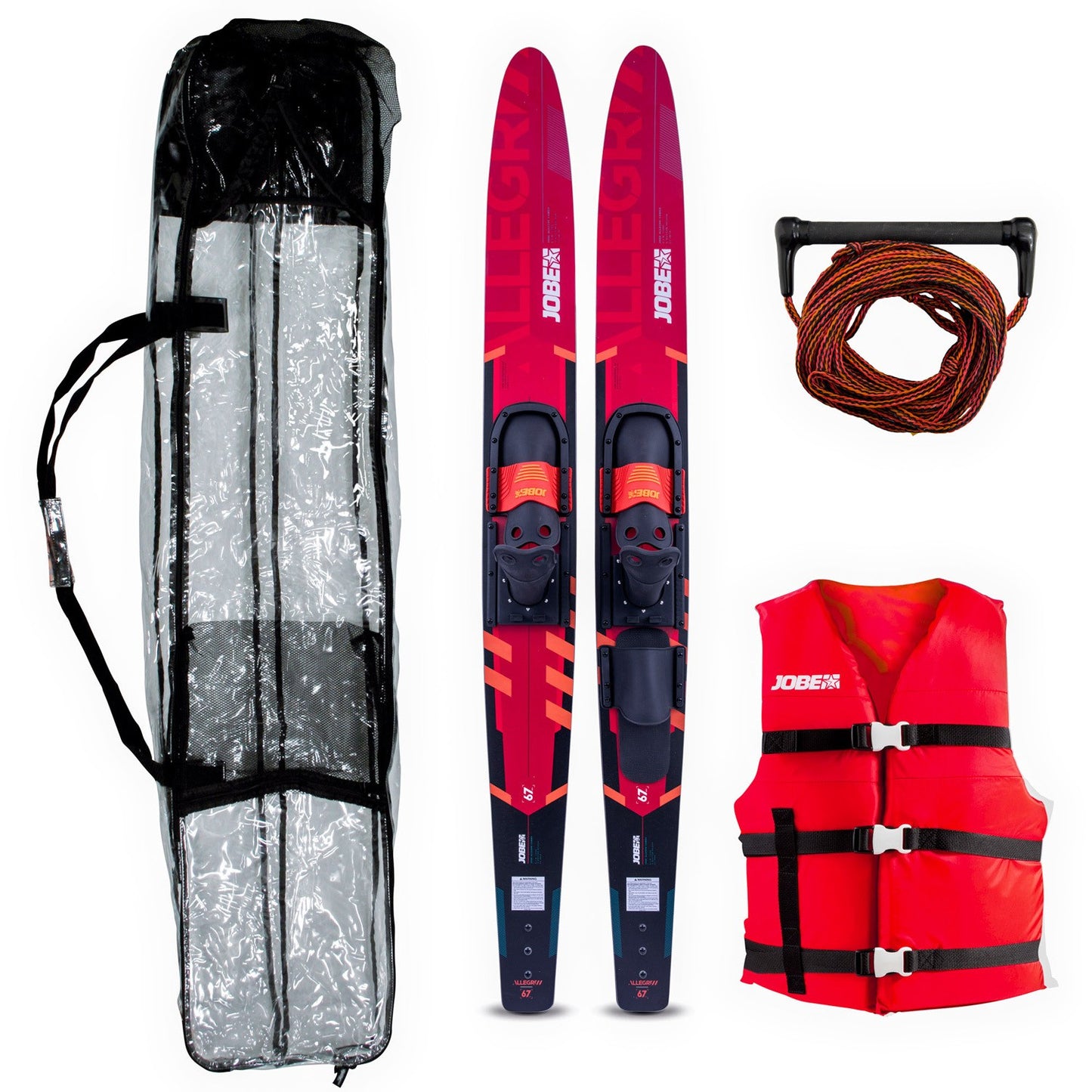 Ensemble de skis nautiques combinés Jobe Allegre 67" rouge
