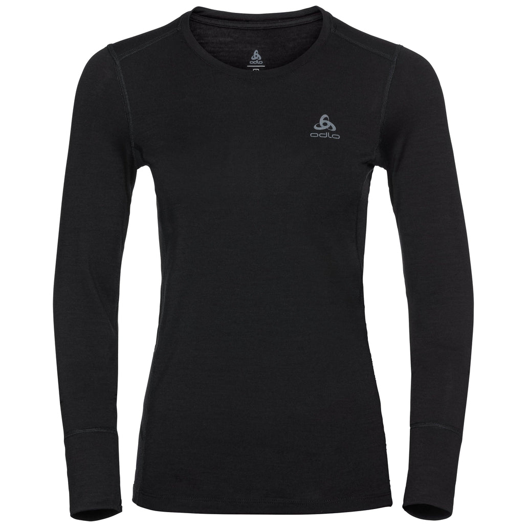 Odlo Damen NATURAL 100% MERINO WARM Langarm-Basisschichtoberteil Schwarz-Schwarz