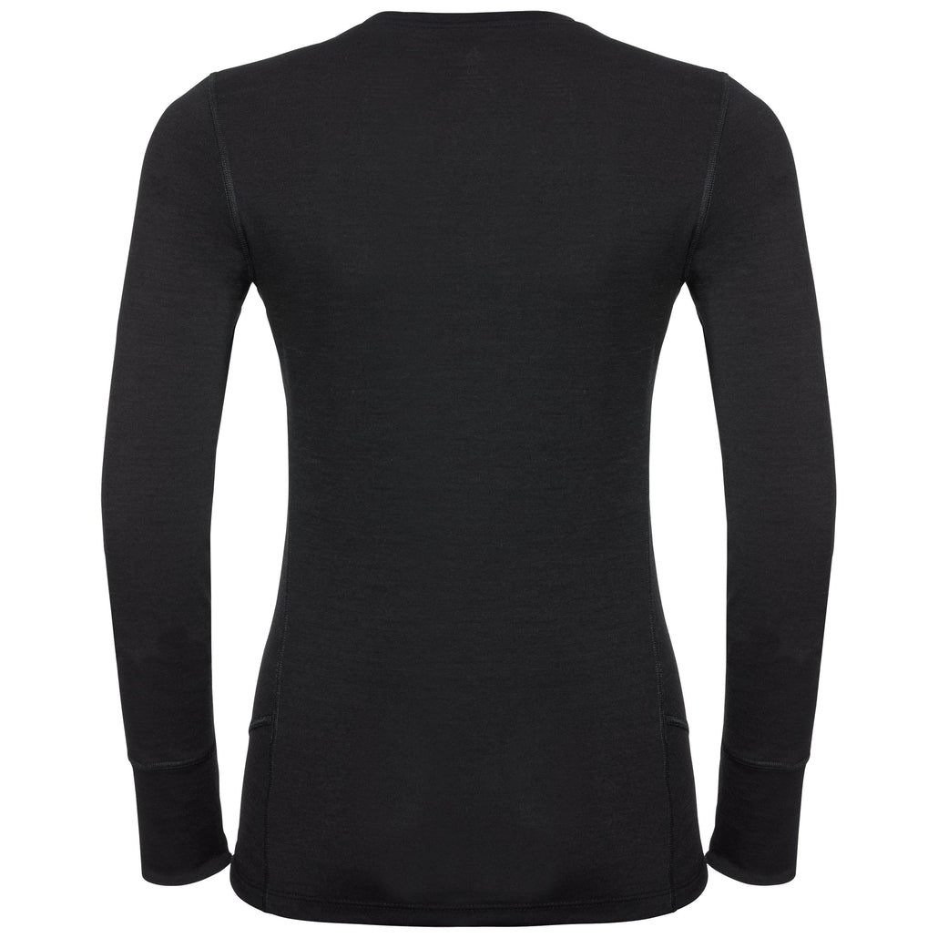 Odlo Damen NATURAL 100% MERINO WARM Langarm-Basisschichtoberteil Schwarz-Schwarz