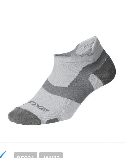 2XU Unisex Vectr Merino Light No Show Socke – Grau/Grau