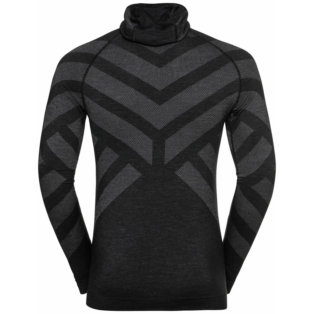 Odlo Men's NATURAL + KINSHIP WARM Base Layer with Facemask - Black Melange