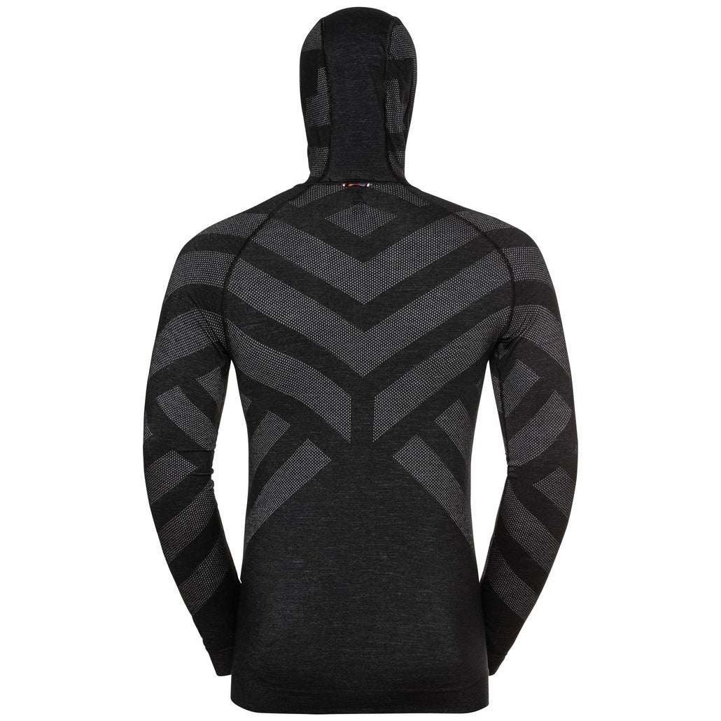 Odlo Men's NATURAL + KINSHIP WARM Base Layer with Facemask - Black Melange