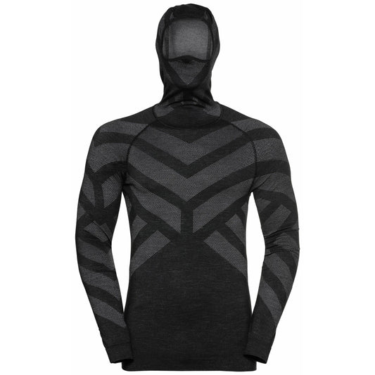 Odlo Men's NATURAL + KINSHIP WARM Base Layer with Facemask - Black Melange