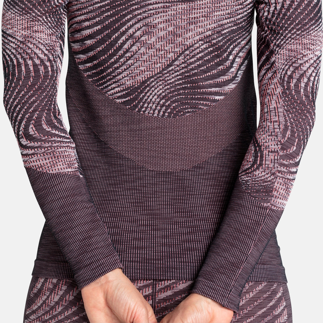 Odlo Damen The Blackcomb ECO Langarm-Basisschicht-Oberteil – Siesta Space Dye