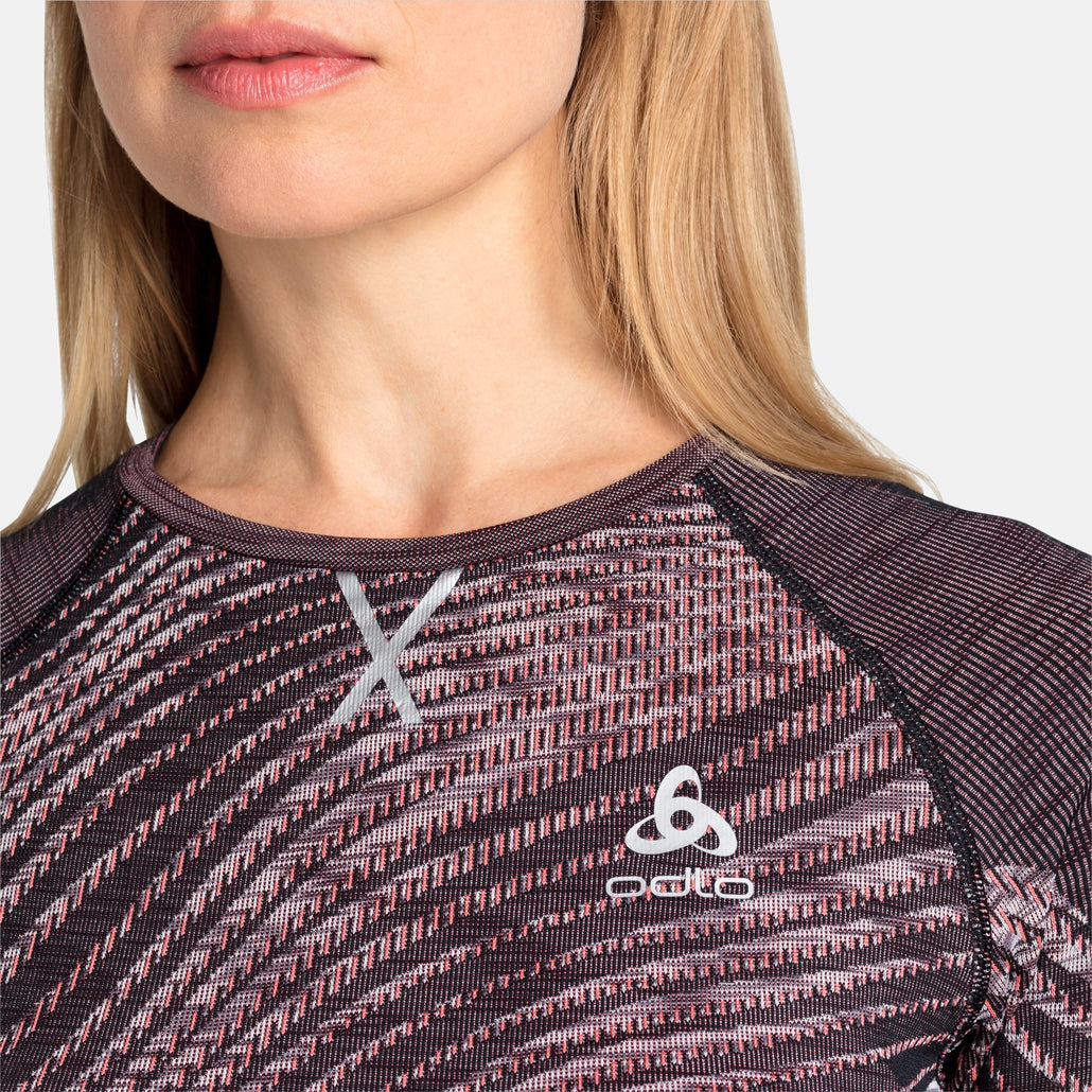 Odlo Damen The Blackcomb ECO Langarm-Basisschicht-Oberteil – Siesta Space Dye