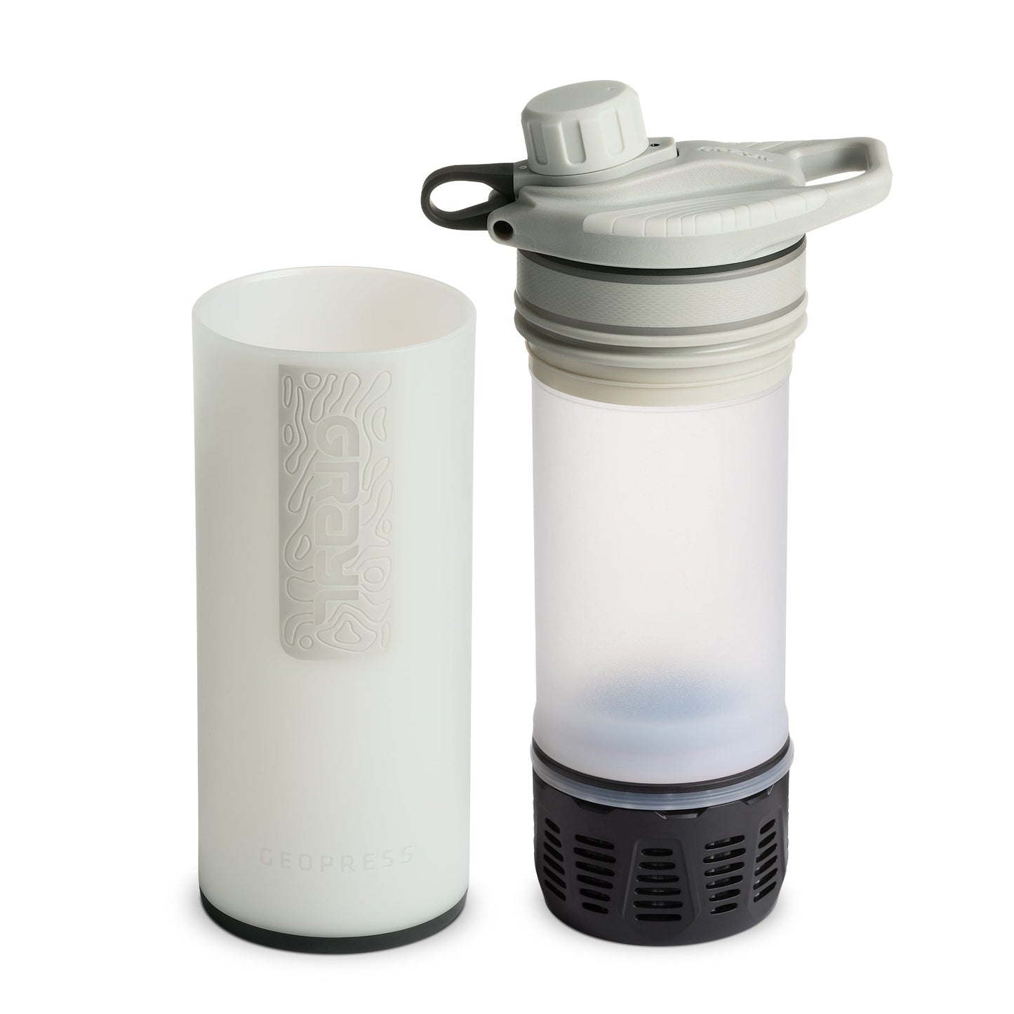 Bouteille purificateur d'eau GRAYL Geopress - Édition secrète - Blanc de pointe