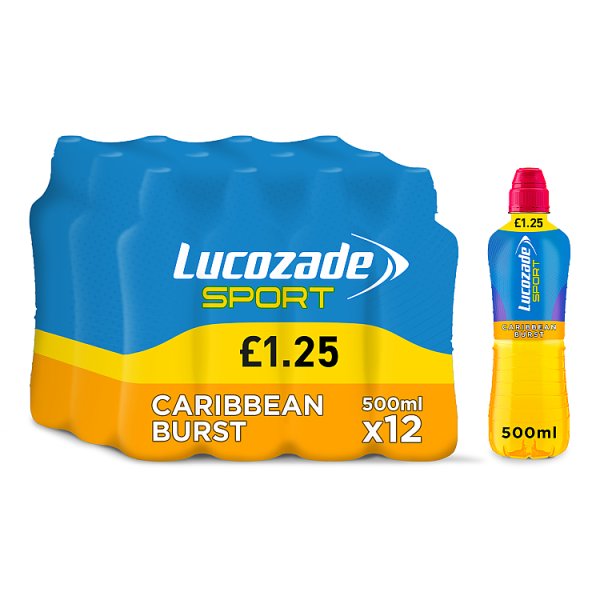 Lucozade Sport Drink Caribbean Burst 500ml - PAQUET DE 12