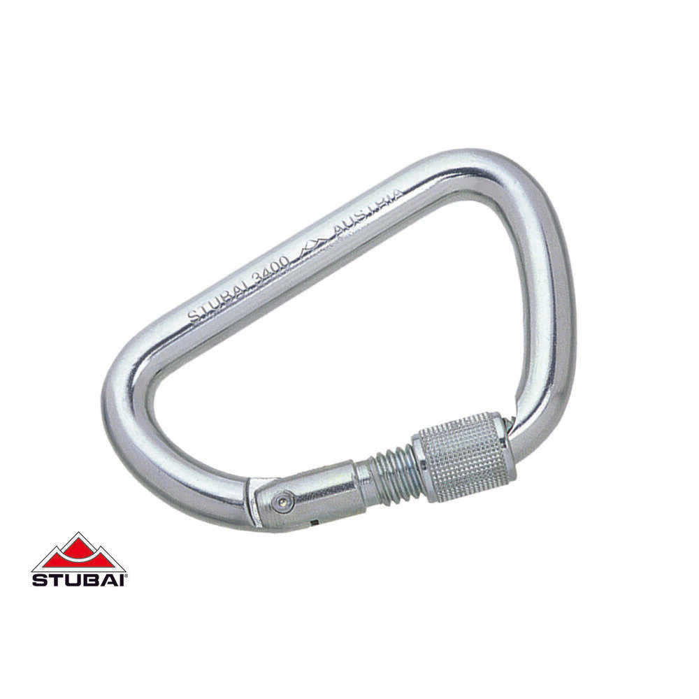 Stubai Asym. D-Form-Stahlkarabiner verzinkt – Silber