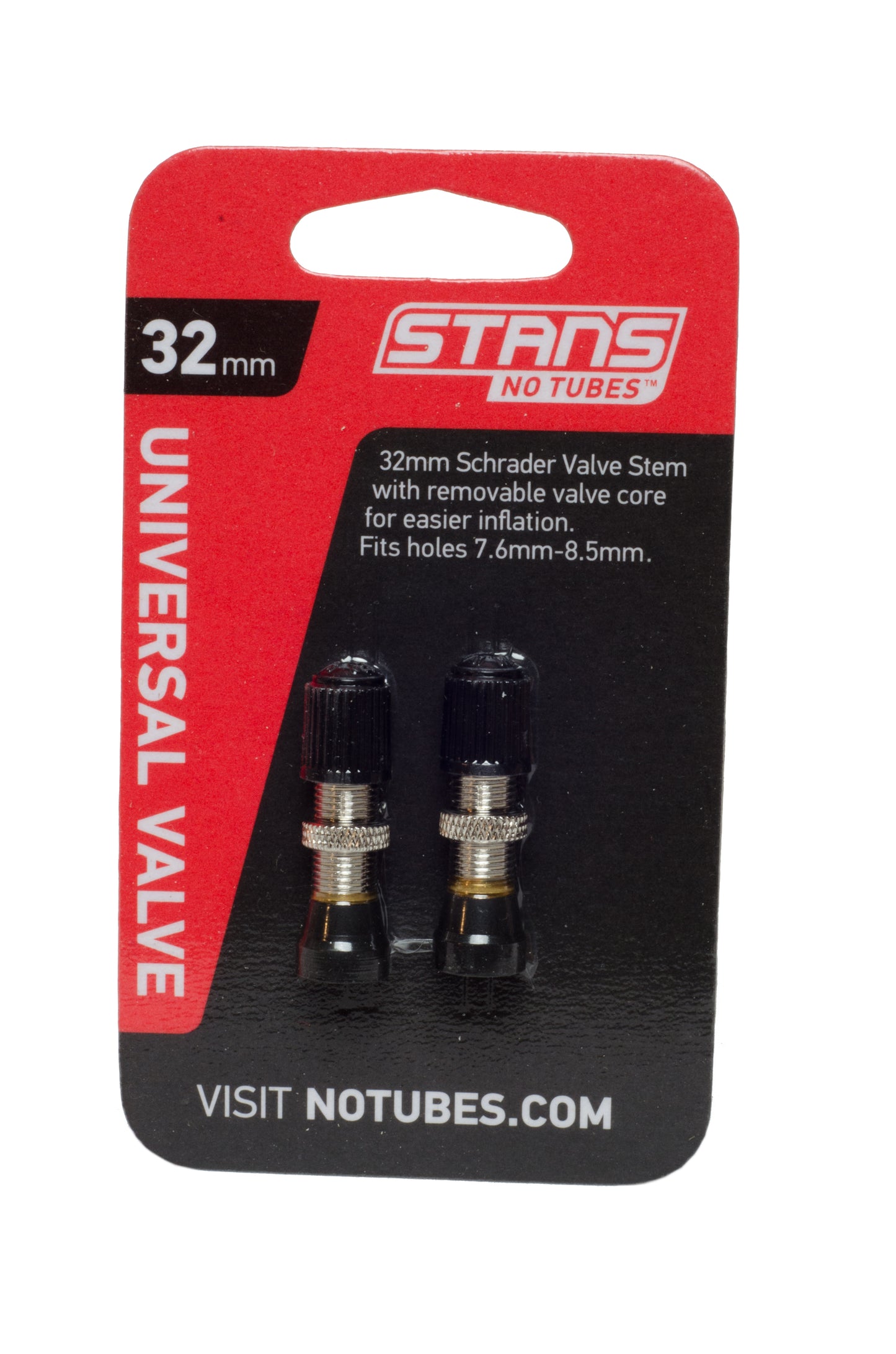 Stans NoTubes Valve Schrader universelle 32 mm, paire de bases 10 mm