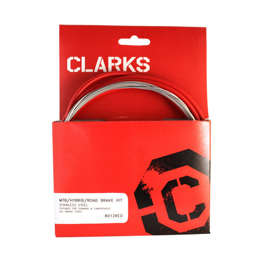 Clarks Stainless Steel Brake Cable Kit 2P Housing - Red