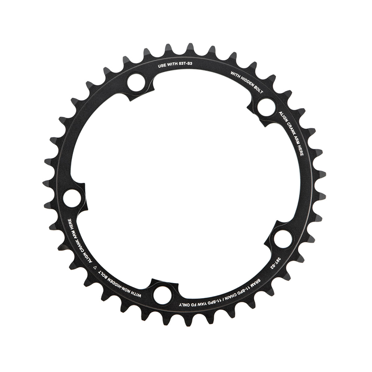 SRAM KETTENBLATT ROAD RED22/FORCE22 X-GLIDE R 39T YAW 11 SPEED S2130 ALUM 3MM BLAST BLACK (53-39)