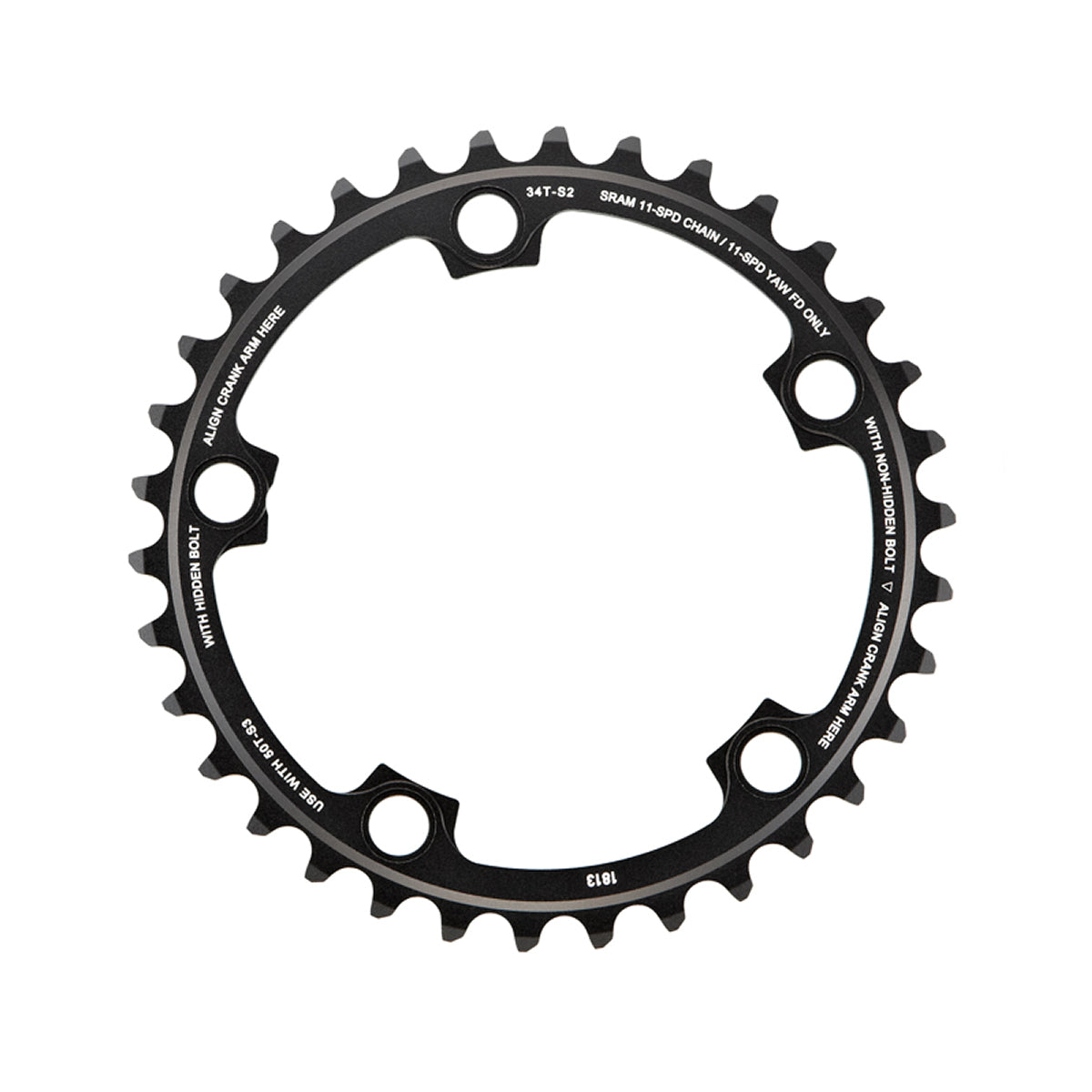 SRAM KETTENBLATT ROAD RED22/FORCE22/RIVAL22 X-GLIDE R 34T YAW 11 SPEED S2 110 ALUM 3MM BLAST BLACK (50-34)