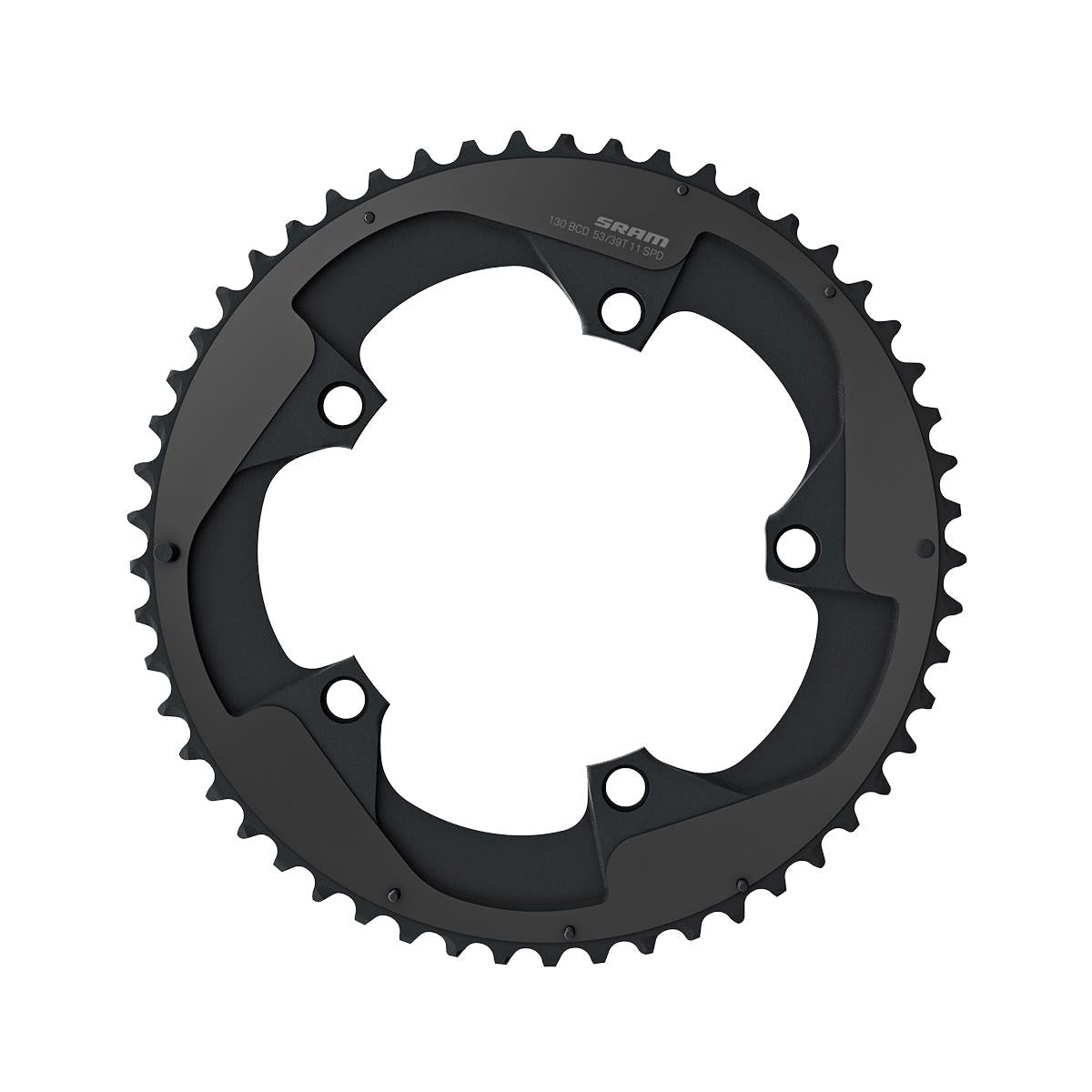 SRAM ANNEAU DE CHAÎNE ROAD ROUGE B2 X-GLIDE 53T YAW 11 VITESSES S3 130 ALUM5MM NOIR NOIR 2 BROCHES (53-39)