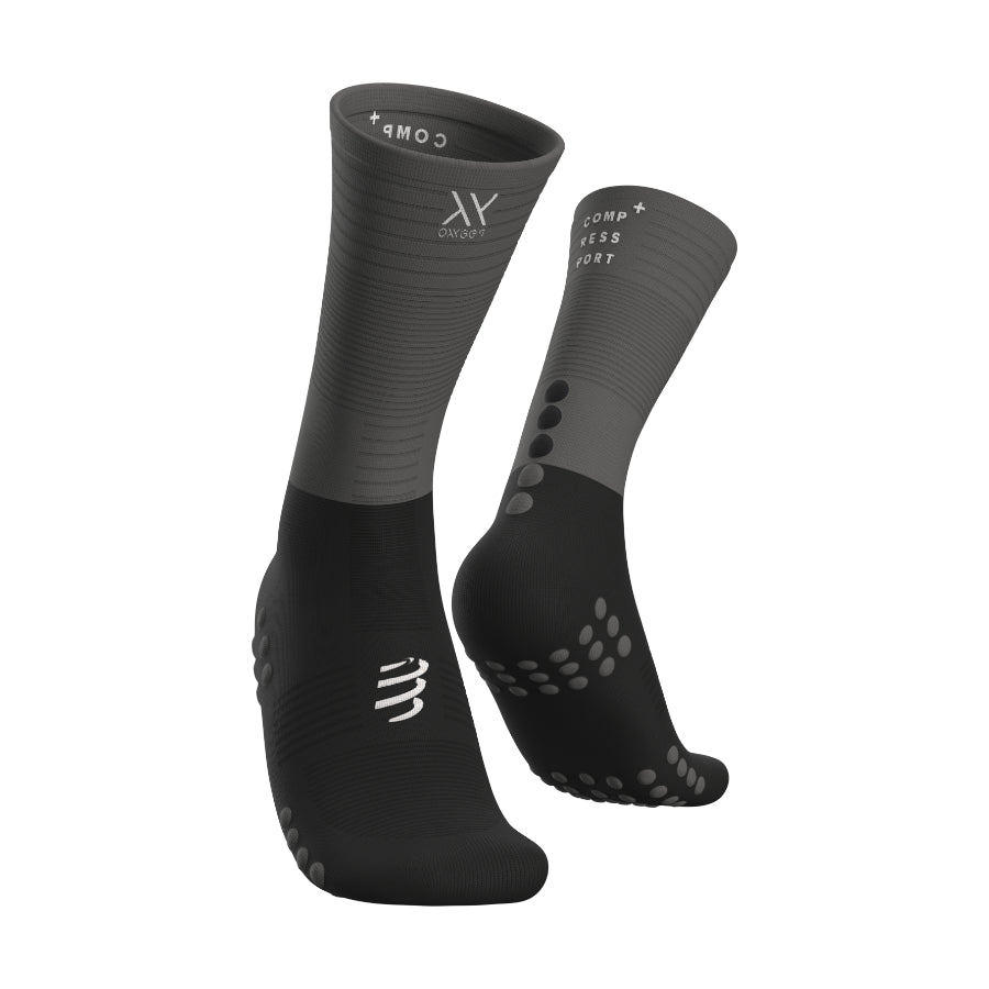 COMPRESSPORT MID COMPRESSION SOCKS – SCHWARZ/GRAU