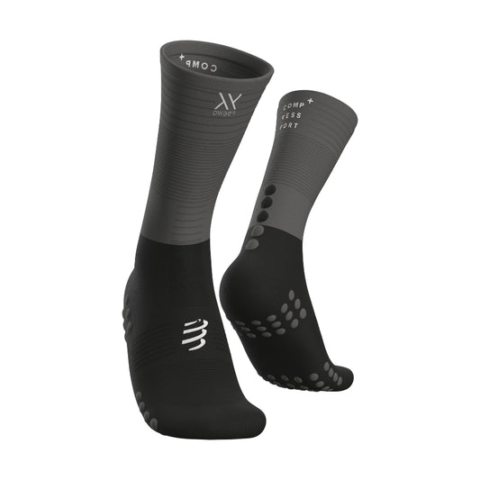 COMPRESSPORT MID COMPRESSION SOCKS – SCHWARZ/GRAU