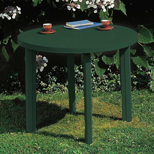 Table et 4 chaises en résine verte