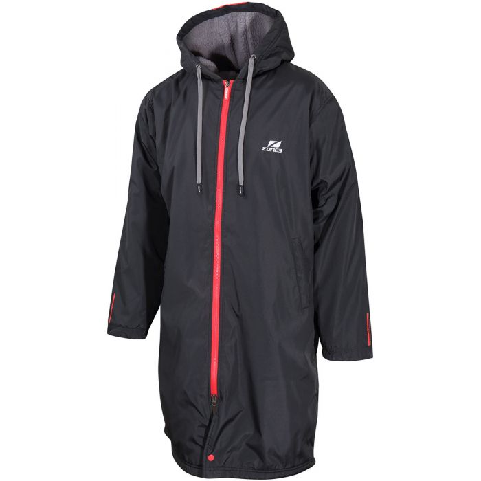 Zone3 Polar Fleece Parka Robe Jacke Small Schwarz/Rot