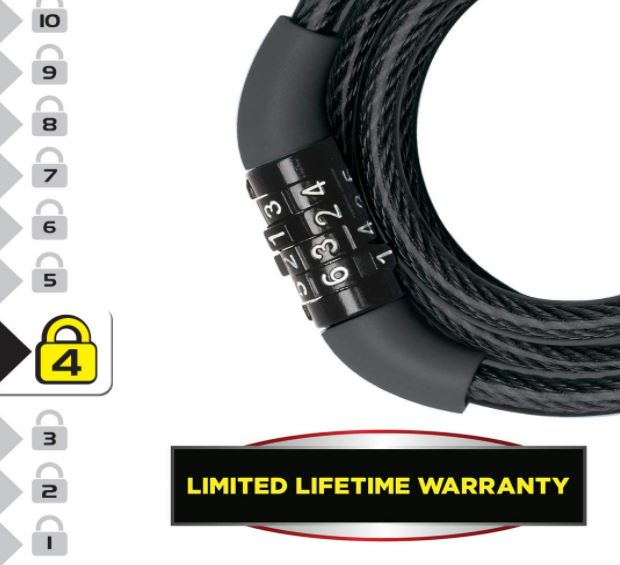 Master Lock Bike Security Cable - Combination 1.2 m Coiling Cable - 8143EURDPRO