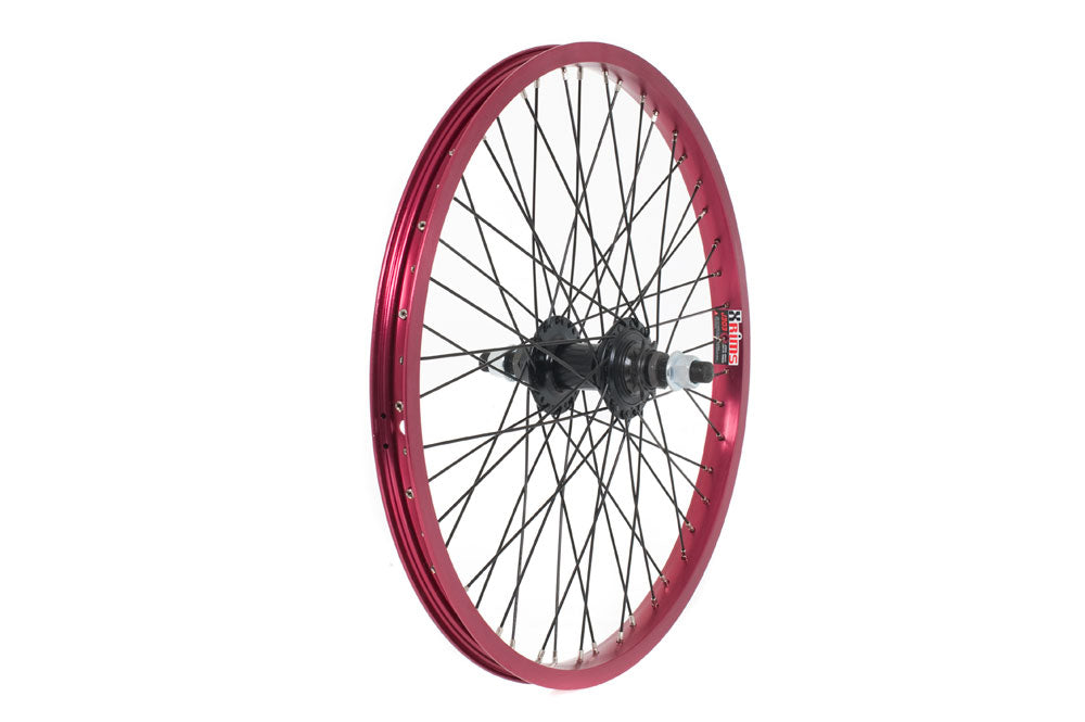Raleigh Anodised BMX Wheel, 14mm Axle, FRONT - Red