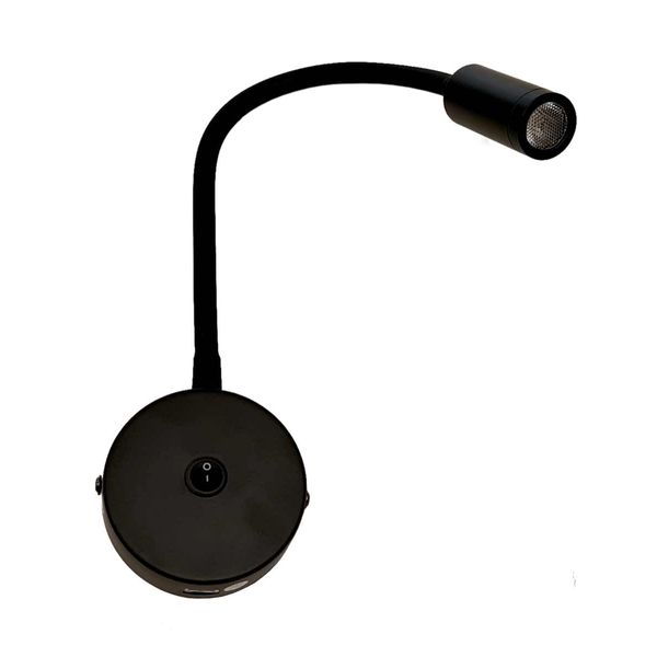 Spot Flexi Noir avec Port USB (12V / 2W / Blanc Chaud / IP20)
