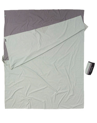 Cocoon Double Cotton Travel Sheet - Elephant Grey/Cactus Blue