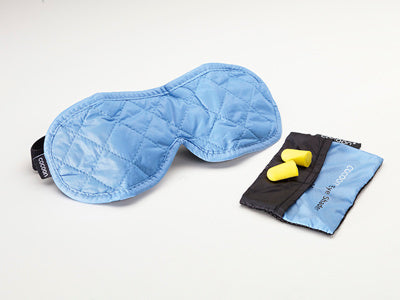 Mikrofaser-Augenschutz mit Ohrstöpseln – Hellblau/Grau