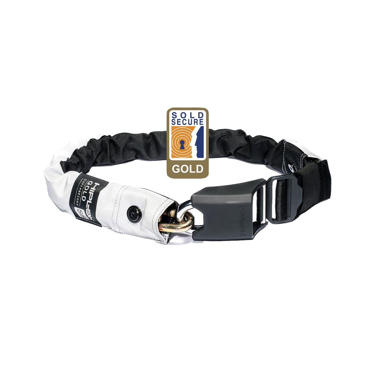 HIPLOK GOLD PORTABLE CHAÎNE ANTIVOL 10MM X 85CM - TAILLE 24-44 POUCES (OR VENDU SÉCURISÉ) HAUTE VISIBILITÉ
