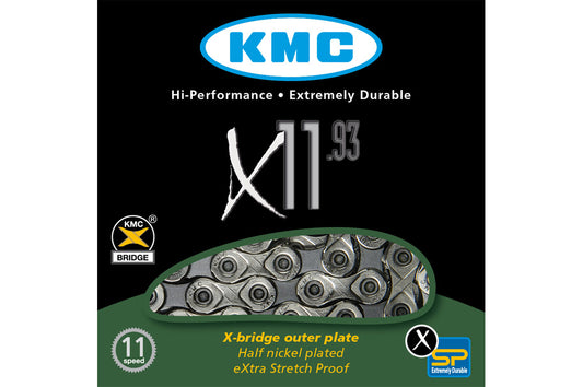 KMC X11 SILVER/BLACK 114 LINKS (KMCX1193)
