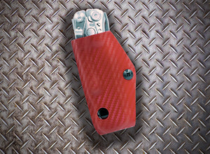 Gaine Kydex Clip & Carry : Leatherman Skeletool - Fibre de carbone rouge