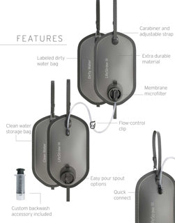 LifeStraw Peak Series 8L Gravity System + 8L Bag - Dark Grey