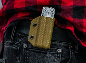 Gaine Kydex Clip & Carry : Leatherman Wingman / Sidekick / Rebar / Rev - Fibre de carbone marron
