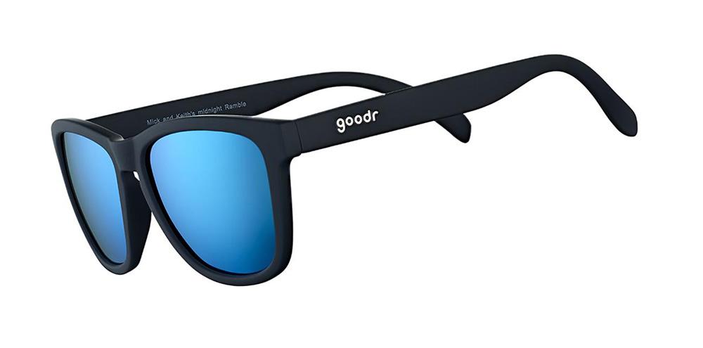 Goodr Sunglasses - Mick and Keith`s Midnight Ramble - OGS Insomiacs Cataracts - Black with Blue Lens