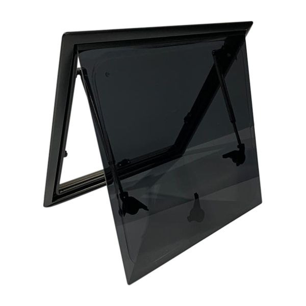 Campervan Hinged Window Black Alloy Frame 350 x 500mm