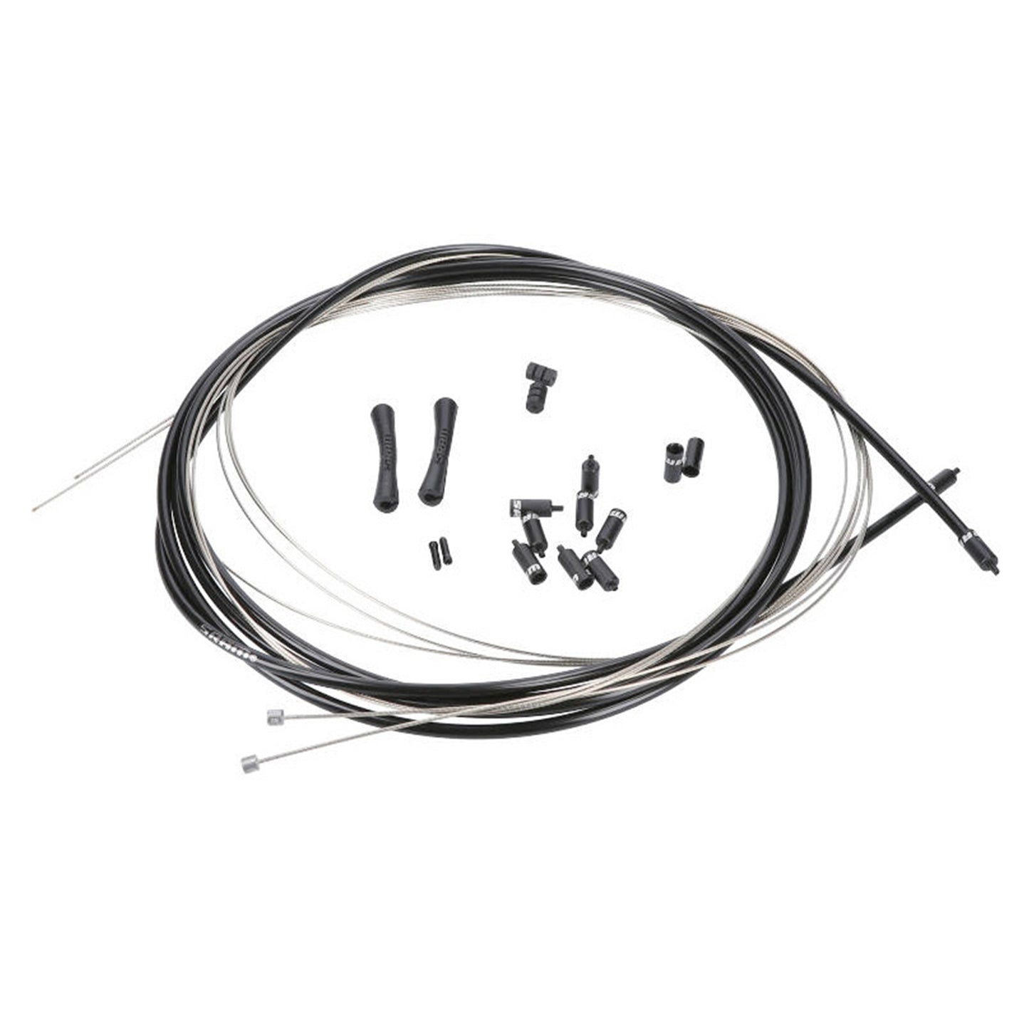 SRAM SLICKWIRE Rennrad- und MTB-Schaltzug-Set, 4 mm (2 x 2300 mm, 1,1 mm beschichtete Kabel, 4 mm geflochtenes Nylongehäuse, Aderendhülsen, Endkappen, Rahmenschutz)