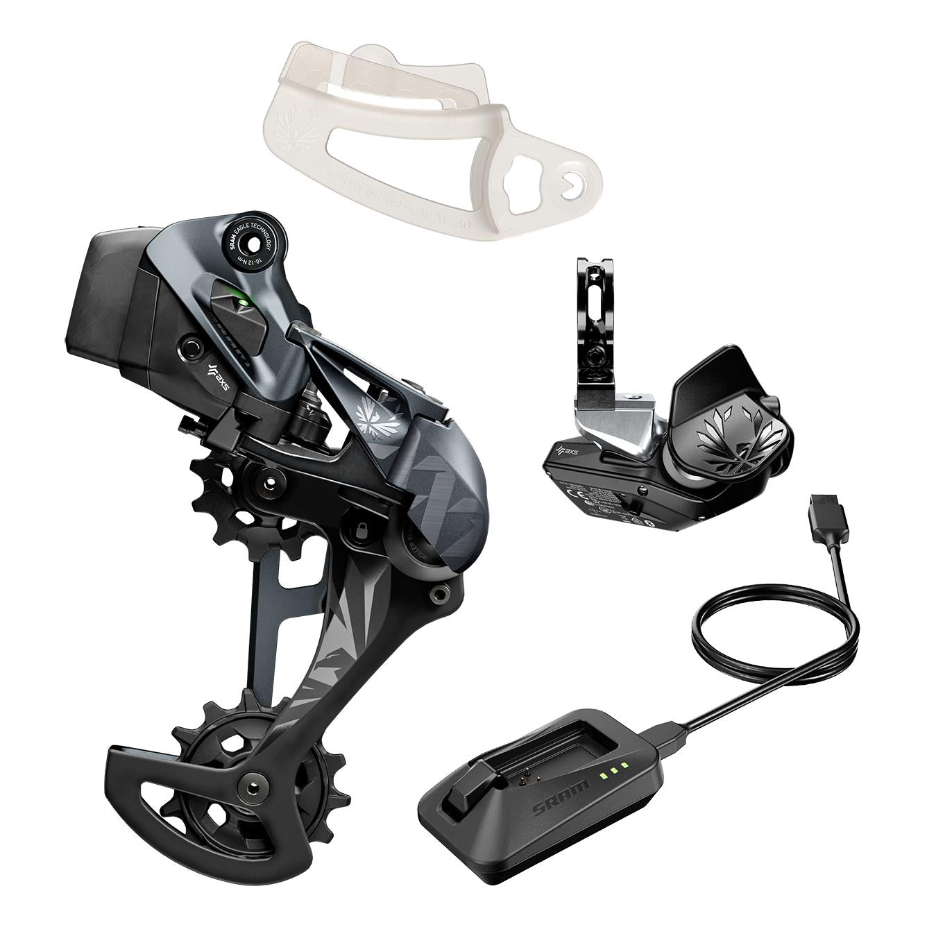 SRAM XX1 EAGLE AXS UPGRADE KIT (HINTERER DER MIT BATTERIE UND BATTERIESCHUTZ, ROCKER PADDLE CONTROLLER MIT KLEMME, LADEGERÄT/KABEL, KETTENSPALTWERKZEUG)