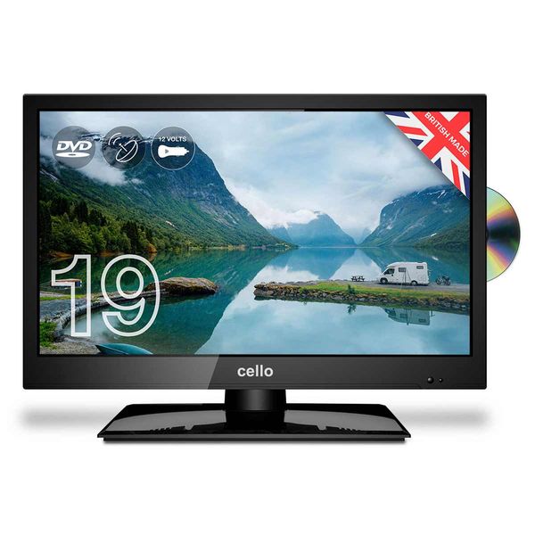 Cello 19" LED Digital Freeview/Freesat Tv/Lecteur DVD intégré 240/12V