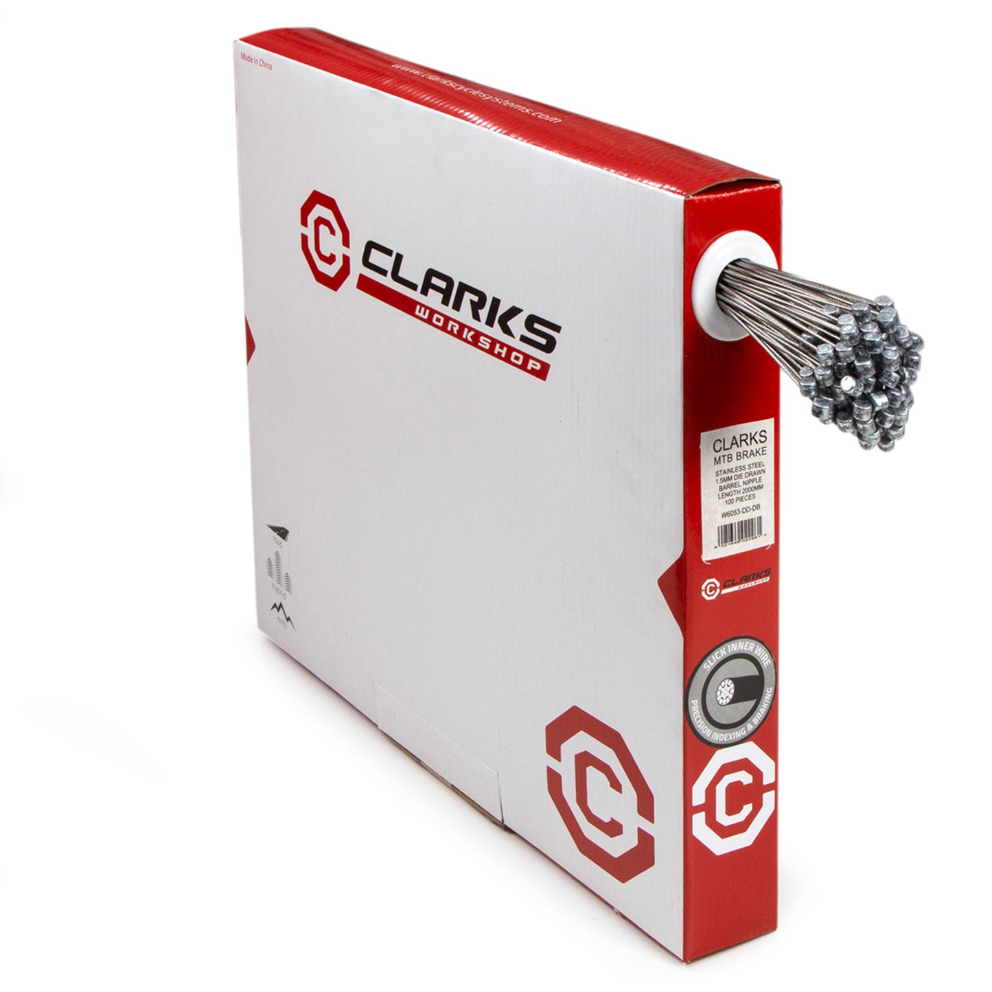 CLARKS VTT/HYBRIDE DIE-DRAWN S/S FIL DE FREIN INTÉRIEUR W1.5 X L2000MM BOÎTE DISTRIBUTRICE DE NIPPLE BARIL (100PCS)