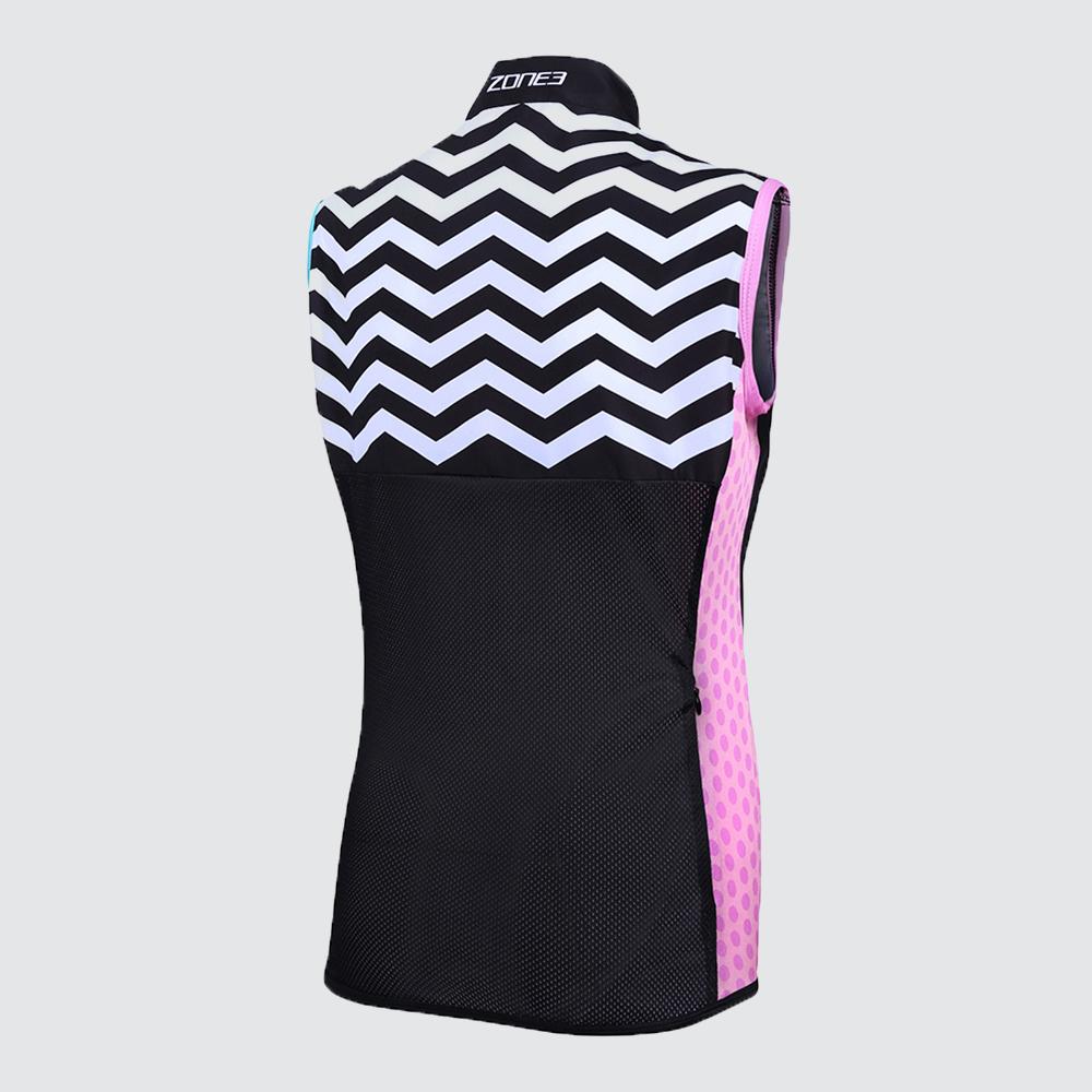 Gilet de cyclisme coupe-vent/averse pour femmes Zone 3 - Noir/Blanc/Rose/Menthe