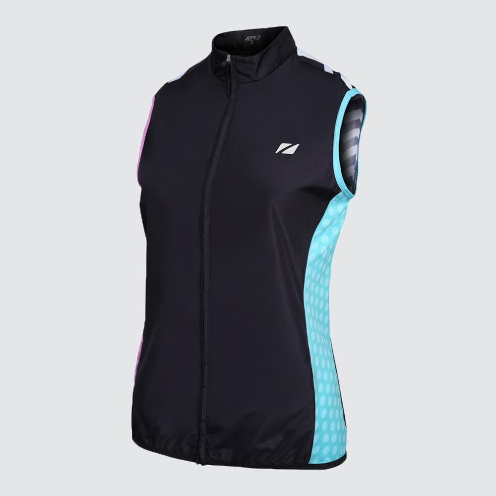 Gilet de cyclisme coupe-vent/averse pour femmes Zone 3 - Noir/Blanc/Rose/Menthe