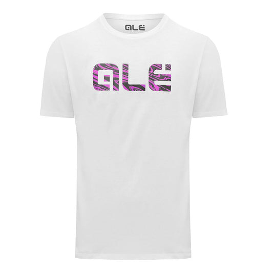 Ale Pink Swirl Logo T-Shirt Blanc Homme M