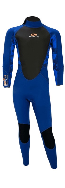 Sola Kids Storm BZ 3/2mm Full Wetsuit - Blue Camo