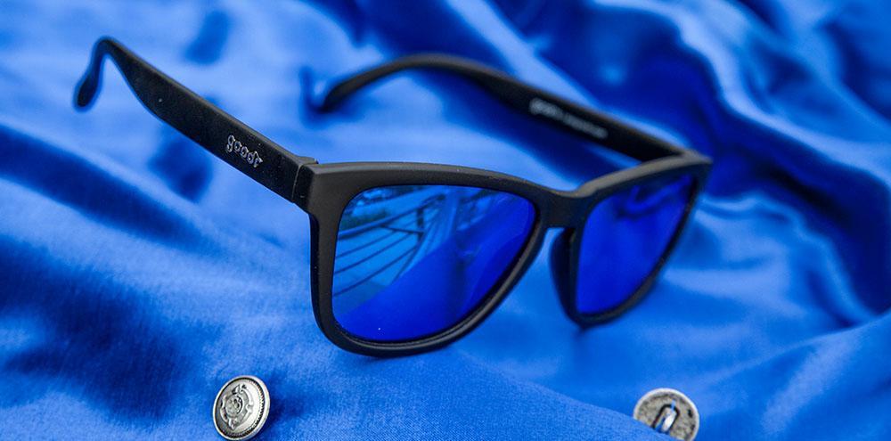 Goodr Sunglasses - Mick and Keith`s Midnight Ramble - OGS Insomiacs Cataracts - Black with Blue Lens