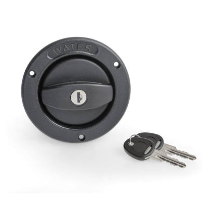 Fawo Entrée d'eau noire 40 mm et bouchon de remplissage Version courte avec 2 clés