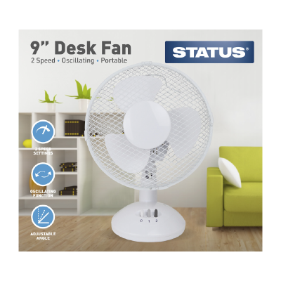 Status 9" weißer Schreibtischventilator