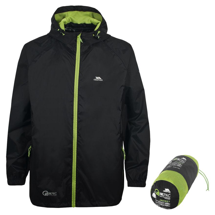 Trespass Qikpac wasserdichte Jacke – Schwarz